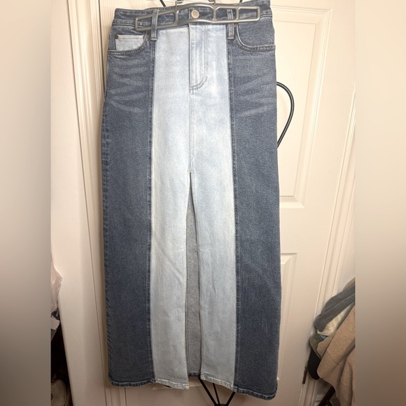 Two Tone Alice + Olivia Jeans Rye Two Tone Denim Skirt NWOT - Picture 4 of 11